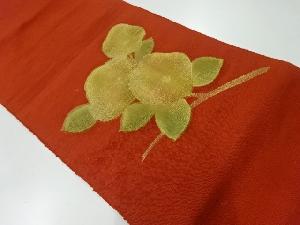 アンティーク　手織り紬枝花模様織出し名古屋帯